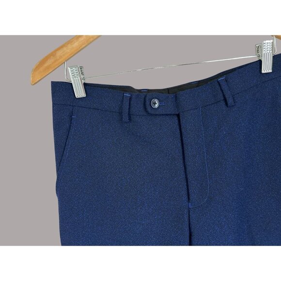 Chuks Collins Mens Navy Blue Tailored Trousers Pants With Button Size 32/30 - Picture 6 of 8